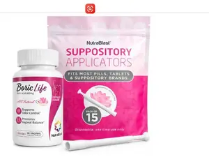NutraBlast Boric Acid Suppositories 600mg Bundle with Applicator, 30 Suppositories & 15 Applicators - Feminine Care - Made in USA