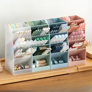 Transparent High-End Incline Pen Holder Storage Box, Office Student Desk Organizer, Simple Design, No Ca Prop 65 Warning, Desk Organizer Tidy