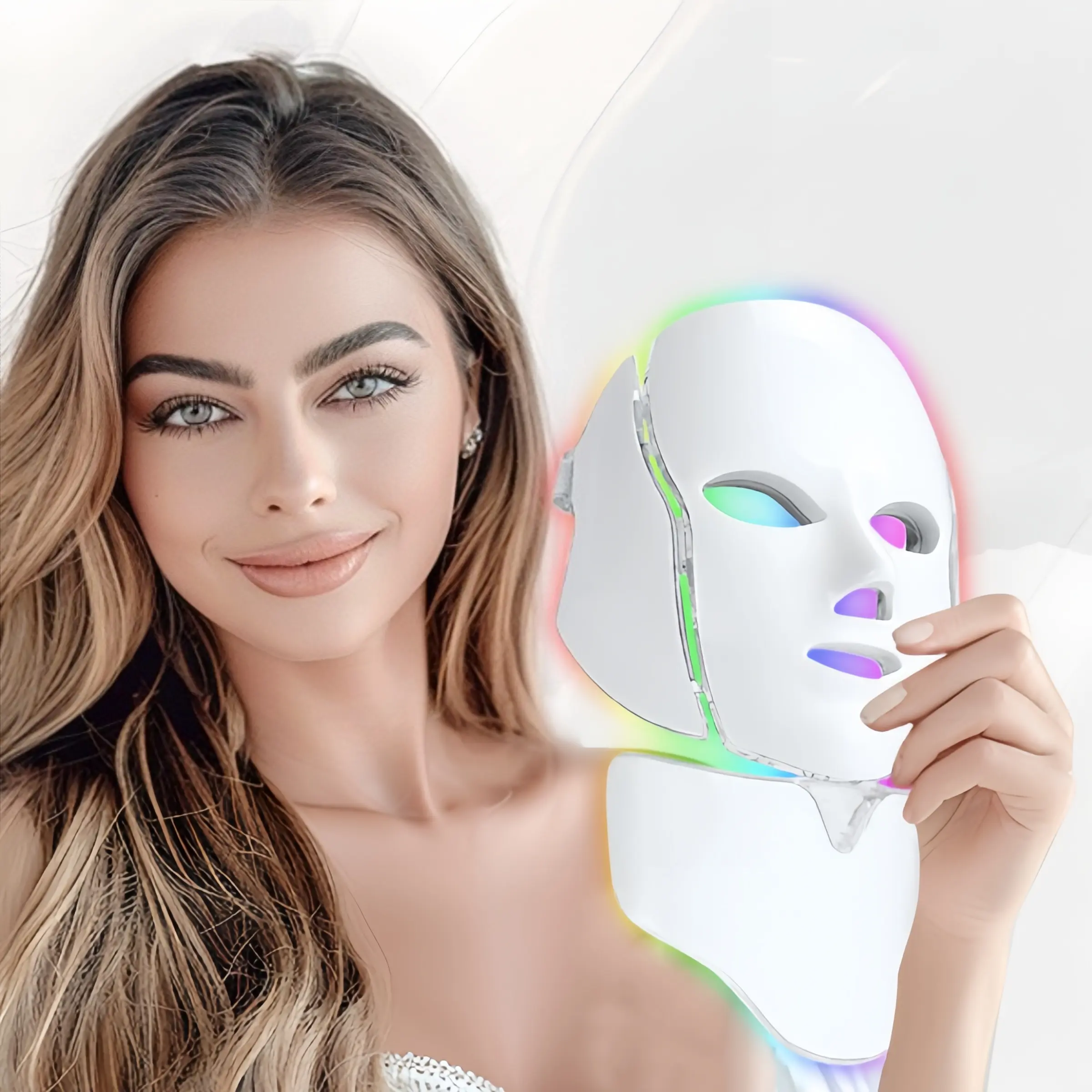 Red Light Therapy Mask for Face Skin Care Mask, 630±5nm Wavelength，Red & Blue LED Light Therapy, Facial Skin Care Instrument , Birthday, Christmas, Mothers Day, Valentines Day Gifts for Radiant Glow at Home Friend Wife Teacher (White) beauty machine Acne