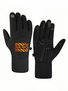 1pc with  One Way Digitallyed Design  winter gloves mountaineering gloves Touch Screen Warm Cold Weather full finger gloves for men women Thick birthday gifts