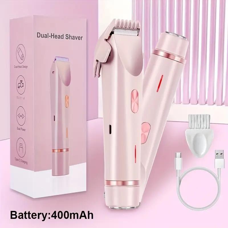 Festival Gifts, 2 in 1 Electric Hair Removal Tool Bikini Trimmer for Women, Double-ended Electric Razors, Body & Facial Electric Shaver, Waterproof Wet & Dry Use Trimmer, Shaver for Women, Portable Hair Trimmer, Cordless Rechargeable Trimmer