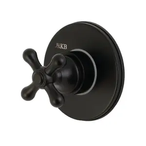 212 MAIN Traditional Single-Handle In-Wall Fit Solid Brass 3-Way Diverter Valve with 3 Outlets, Trim Kit, Traditional Look, Matte Black, Cross Handle, Easy Install, Three-Way Flow