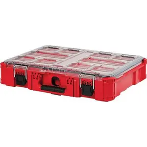 Milwaukee PACKOUT 10 Compartment Red Small Parts Organizer 15" Wide x 4-39/64" High x 19-49/64" Deep 48-22-8430