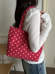 Classic Polka Dot Design Tote Bag, Large Capacity Vintage Trendy Tote Backpack, Women's Casual Shoulder Bag, Daily Shopping School Commute Handbag, Soft Commuter Tote