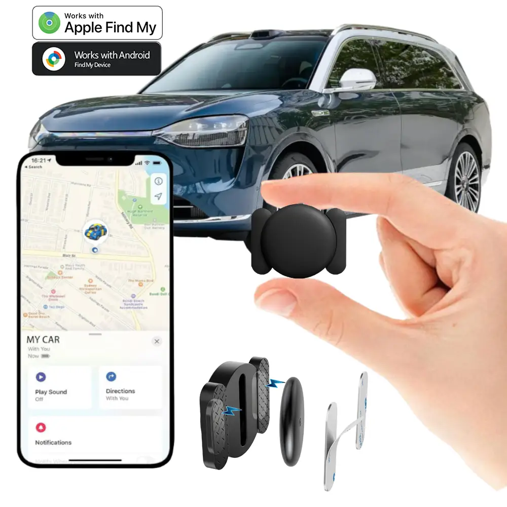 GPS Tracker for Vehicles, Mini GPS Trackers Device with Weatherproof Magnetic Case - No Monthly Fee - Works with Apple Find My (iOS Only) - Best Hidde