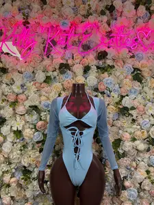 Bottlegirl One-Piece Bodysuit Baby Blue  - Custom Design | Exotic Dancewear for Performers, Raves, & Nights Out