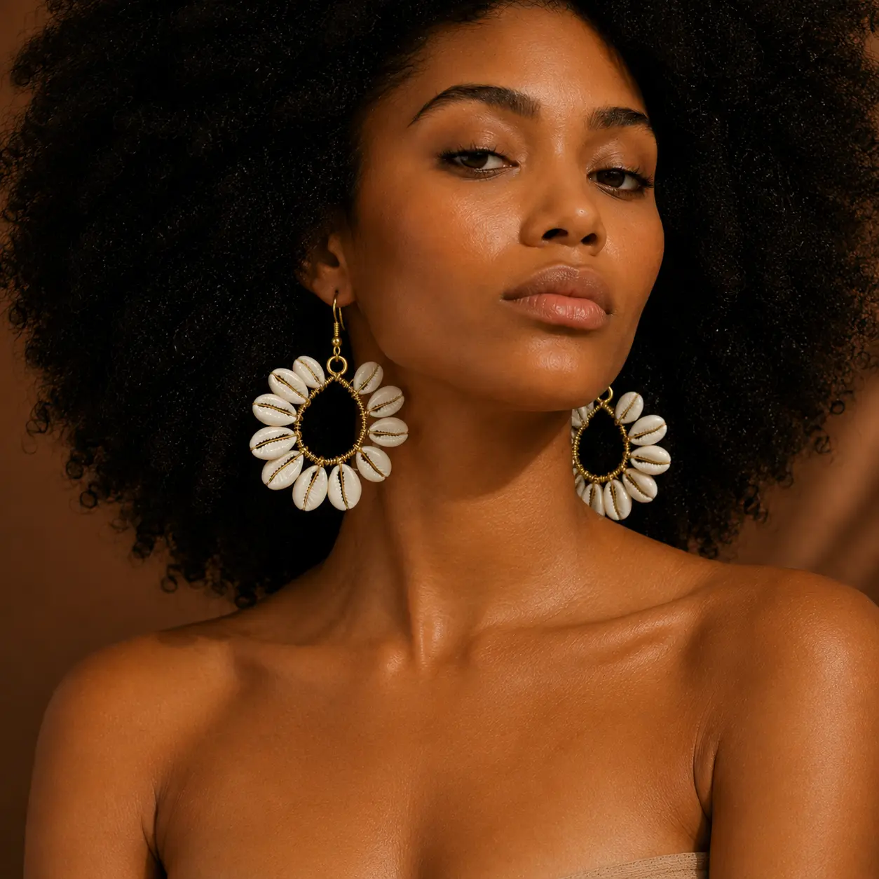 Zanzibar Cowrie Hoop Earrings