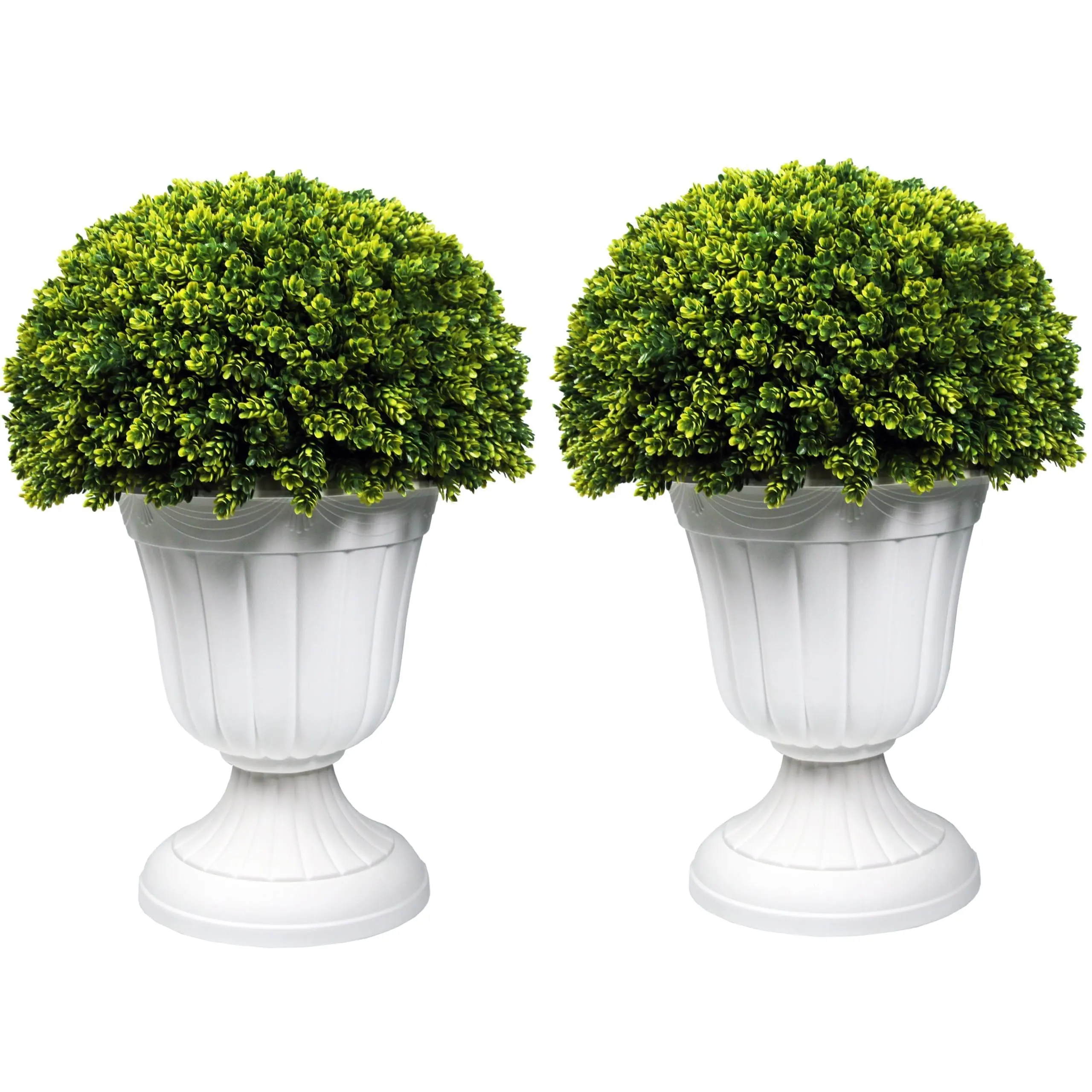 #DealsForYouDays 2-Piece 23” UV-Resistant Plastic Pine Cone-Shaped Leaf Topiary Ball Artificial Trees Set, Decorative Faux Potted Plants, Minimalist Home Decor Accessory for Home, Garden Decorations Nature Ornaments