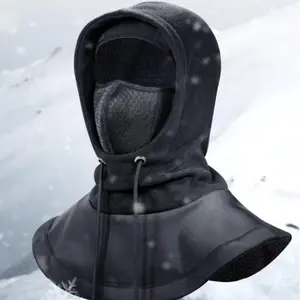 Double Layer Fleece-Lined Hat Men Women Winter Balaclava Cycling Outdoor Thick Warm Windproof Cold Proof Integrated Headwear