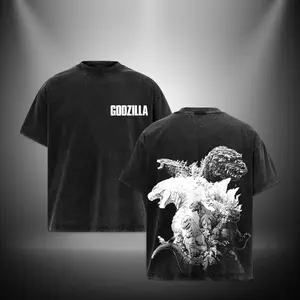 Godzilla 70th Anniversary Edition Double Printed Oversize Lightweight Acid Washed Tee TV series Vintage Graphic Design Top Cotton Comic Movie Classic Streetwear T-Shirt Clothes Menswear Womenswear.