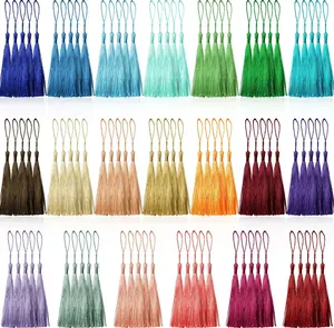 Mini Tassels 100 Pcs 13cm/5 Inch Silky Handmade Soft Craft with Loops Jewelry Making DIY Bookmarks