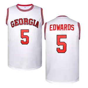 Men's #5 White Basketball Jersey, featuring classic embroidered lettering and numbers, a relaxed crew neck basketball vest, and breathable, sweat-wicking polyester fiber. A comfortable top suitable for training and games.