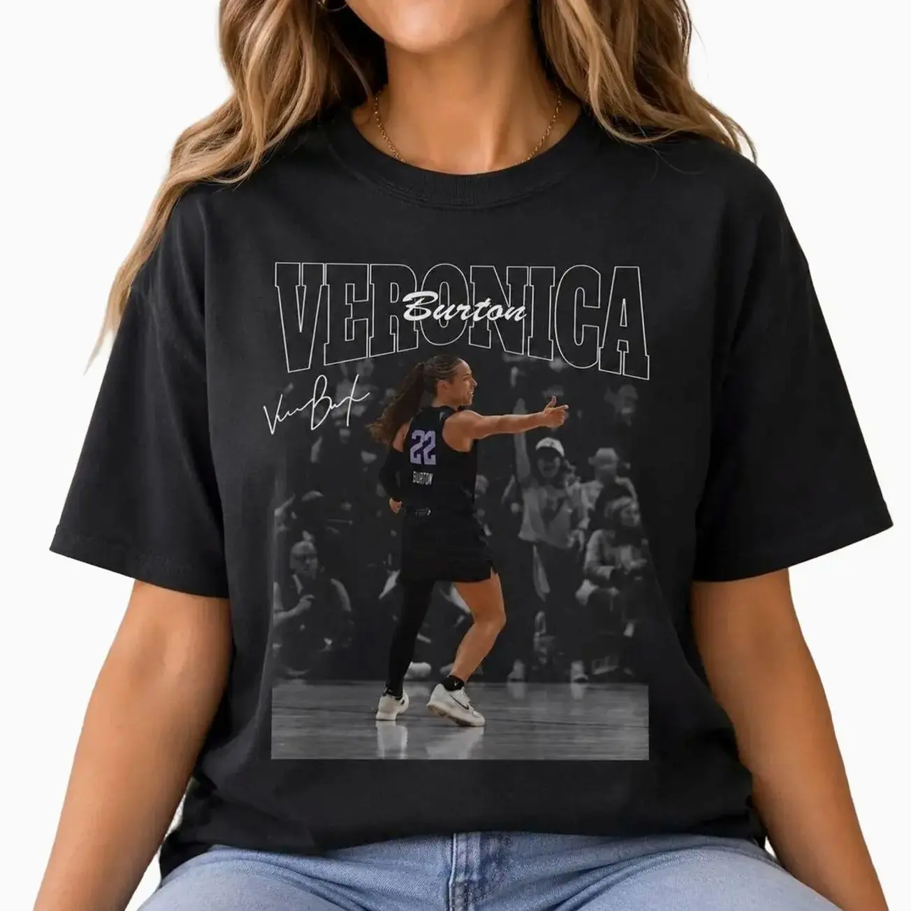 Veronica Burton 22 Shirt, Vintage 90s Basketball Graphic Tee, Game Day Fan Gift, Cotton