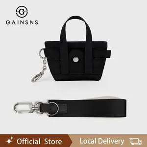 GAINSNS Mini Tote Bag Wallet with Wristlet Keychain Small Zipper Pocket Wallet Case Purse with Wrist Lanyard for Keys for Women and Men