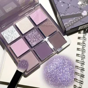 Smokey Purple & Gray 9-Color Eyeshadow Palette - Matte, Shimmer & Glitter Finishes For A Stunning Eye Look-SASA
