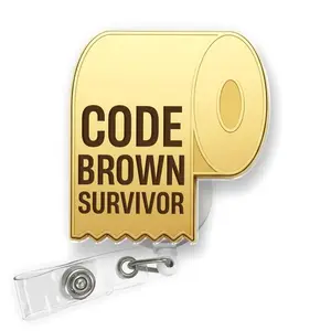 Code Brown Survivor Nurse Badge Reel, Toilet Paper Acrylic Mirrored Retractable ID Holder SXD