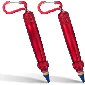 Lumber Crayon Holder for 1/2" Round or Hexagonal Crayons, Metal Holder Ideal for Heavy Duty Industrial Construction and Carpenter(Red 2 Pack)
