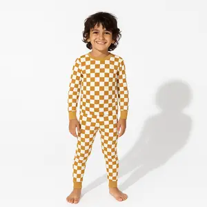 Bamboo Two-Piece Pajama Set Golden Grid