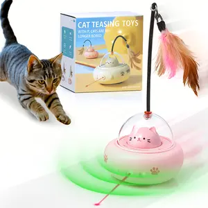 ZOYTEN Smart Interactive Cat Toy Automatic Self-Activating Moving Cat Toy with Feather Lazer Light and Energy-Saving Features Perfect for Bored Cats Fun Interactive Play Pink Laser Pointer Led Exercise Toy