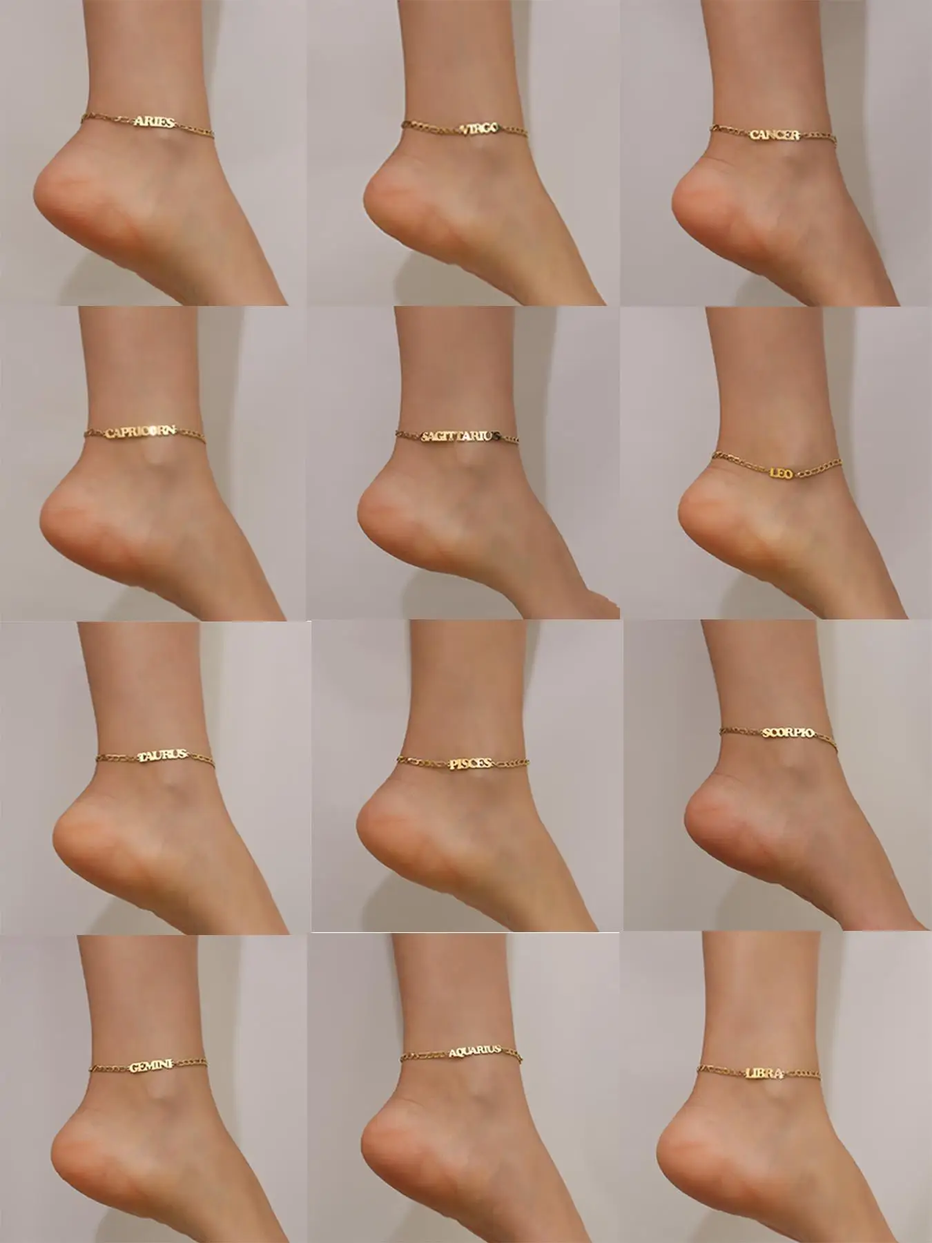 Summer 2024 Elegant Letter Detail Anklet for Women for Gift, Stainless Steel 12 Constellations Themed Foot Jewelry, Classic Fashion Back To School Acc
