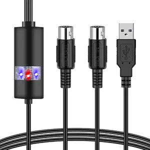 USB MIDI Cable-Upgrade Professional MIDI to USB in-Out Cable Adapter Converter Connect Piano Keyboard to PC/Laptop for Editing&Recording 2M(6.5FT) (Black)