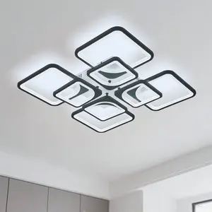Modern LED Ceiling Light, Metal Semi-Recessed, Adjustable Color Temperature, Hardwired 85v-265v, Ideal for Dining Room, Cafe, Bedroom, Living Room, Kitchen Island