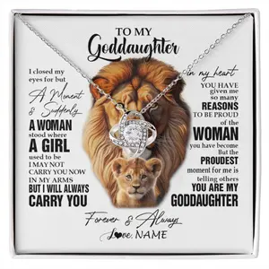 Personalized To My Goddaughter Lion Necklace From Godfather Uncle I Closed My Eyes Great Goddaughter Birthday Gifts Christmas Gift Box Message Card, Necklace Gift Box Included, Perfect for Birthday Anniversary Valentine Graduation Gift Idea