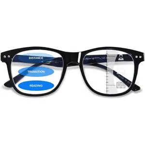 Progressive Multifocal Reading Glasses for Women Men, Anti Blue Light Computer Readers with Spring Hinges