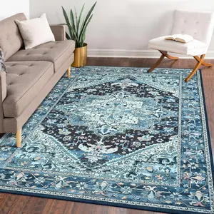 [Black Friday and Cyber Monday] Retro floral non-slip rug, soft decoration suitable for living room bedroom home decoration