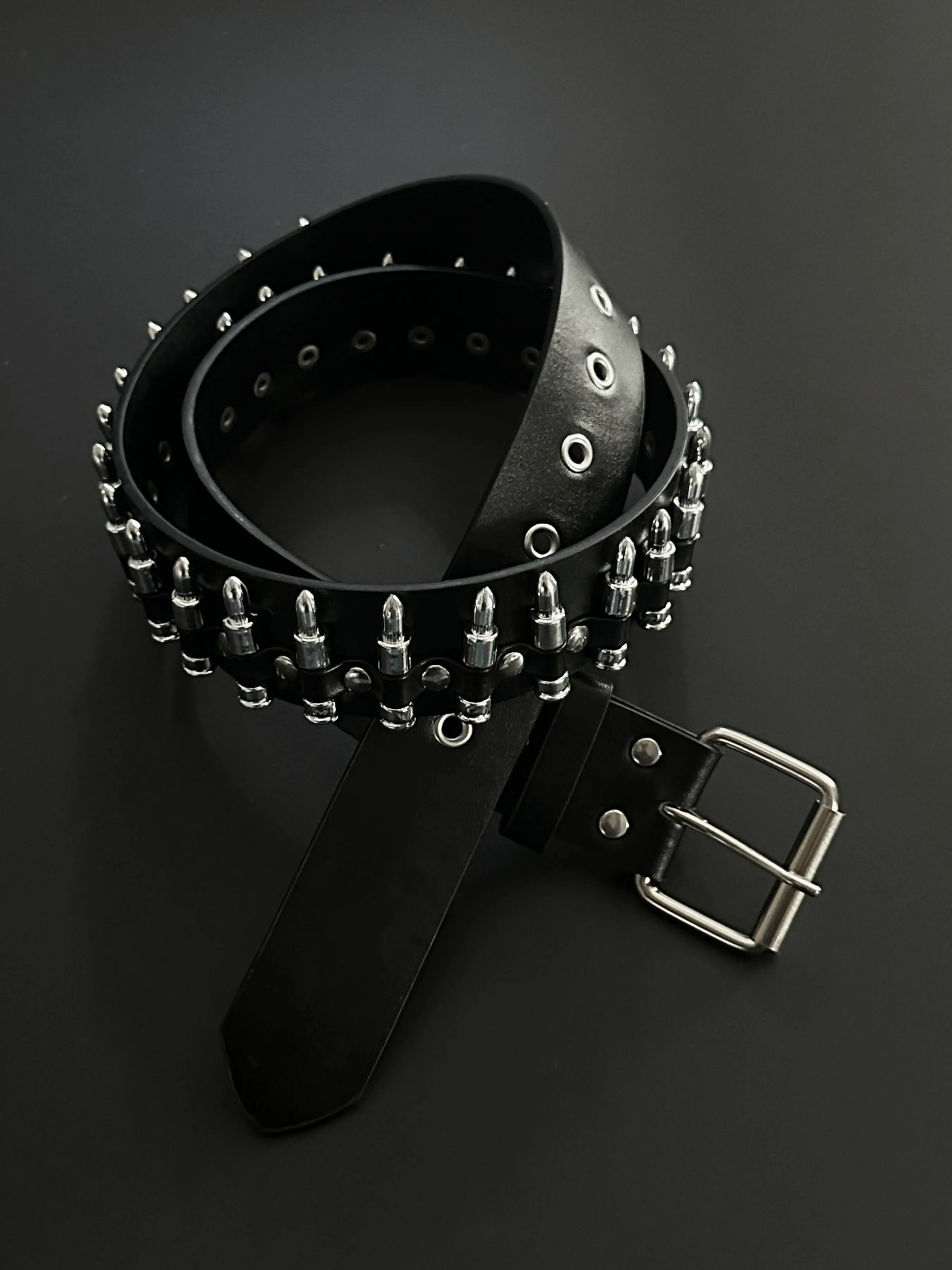 Leather Belt Metal Bullet Design Studded Belt Fashion Show Waistband Unisex Streetwear Hip Hop Punk Influence Accessory, Stylish Casual Wear Item Street Style Belt Trendy Belt Stylish Belts
