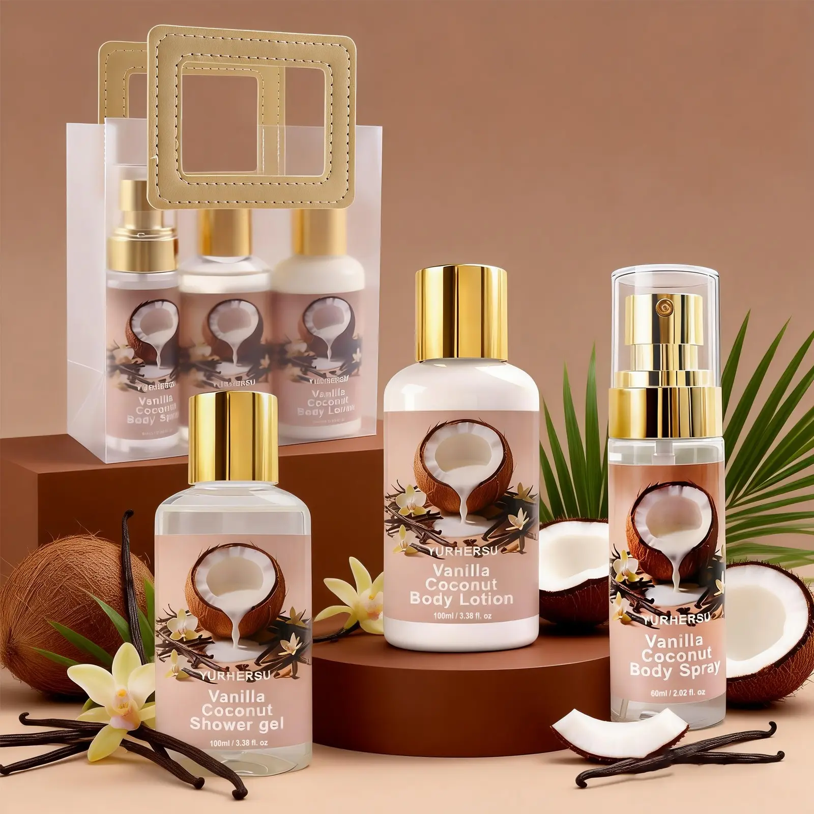 Vegan Vanilla Coconut Moisturizing Body Care Set, Silky Hydration Set, Body Care Pack, Moisture, Hydrating, Nourishing & Moisturizer Skin Essentials, Perfect for Dry Sensitive Skin, Spa Treatment Gift Box