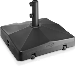 Patio Umbrella Base, 64lb Capacity, Fillable Heavy Duty Rolling Stand with Handle for Outdoor, Patio, Lawn, Deck, Poolside - Black