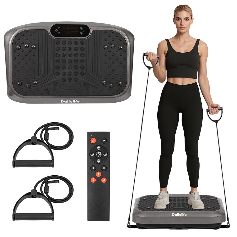 Vibration Plate Exercise Machine w/ Remote Control, Lymphatic Drainage Machine, Whole Body Workout Vibration Platform fo