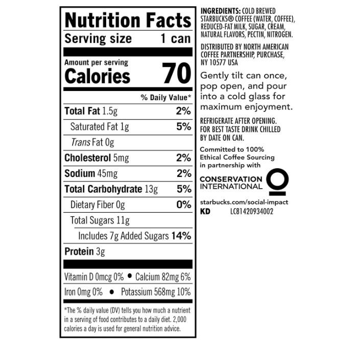 Starbucks Nitro Cold Brew, Vanilla Sweet Cream 9.6 fl oz Can (8 Pack) (Packaging May Vary) Beverage Creamy