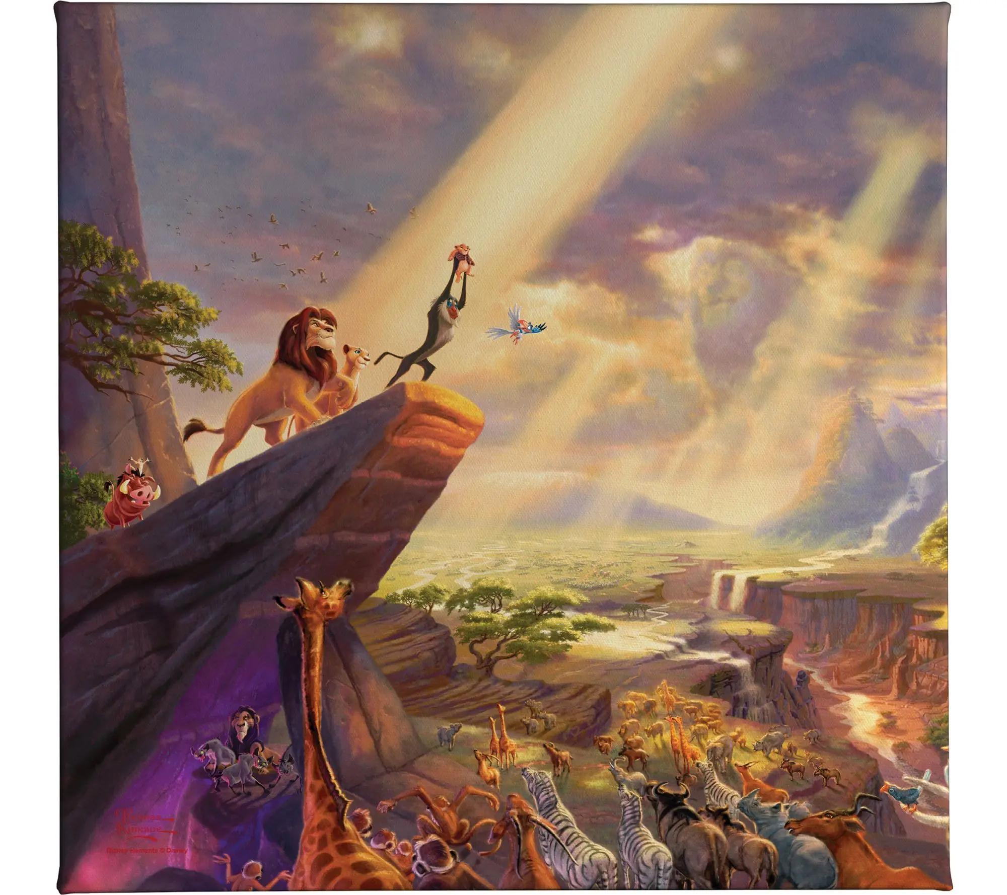 Thomas Kinkade Disney The Lion King - 14" x 14"Gallery Wrap