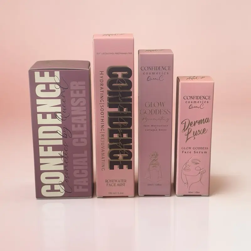 4pc Confidence Cosmetics Skincare set: Daily facial cleanser, Rosewater, Serum & Moisturizer for all skin types