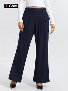 Women's Solid Wide Leg High Waist Pants, Casual Comfy Fit Everyday Trousers for Daily Wear, Ladies Bottoms for Summer