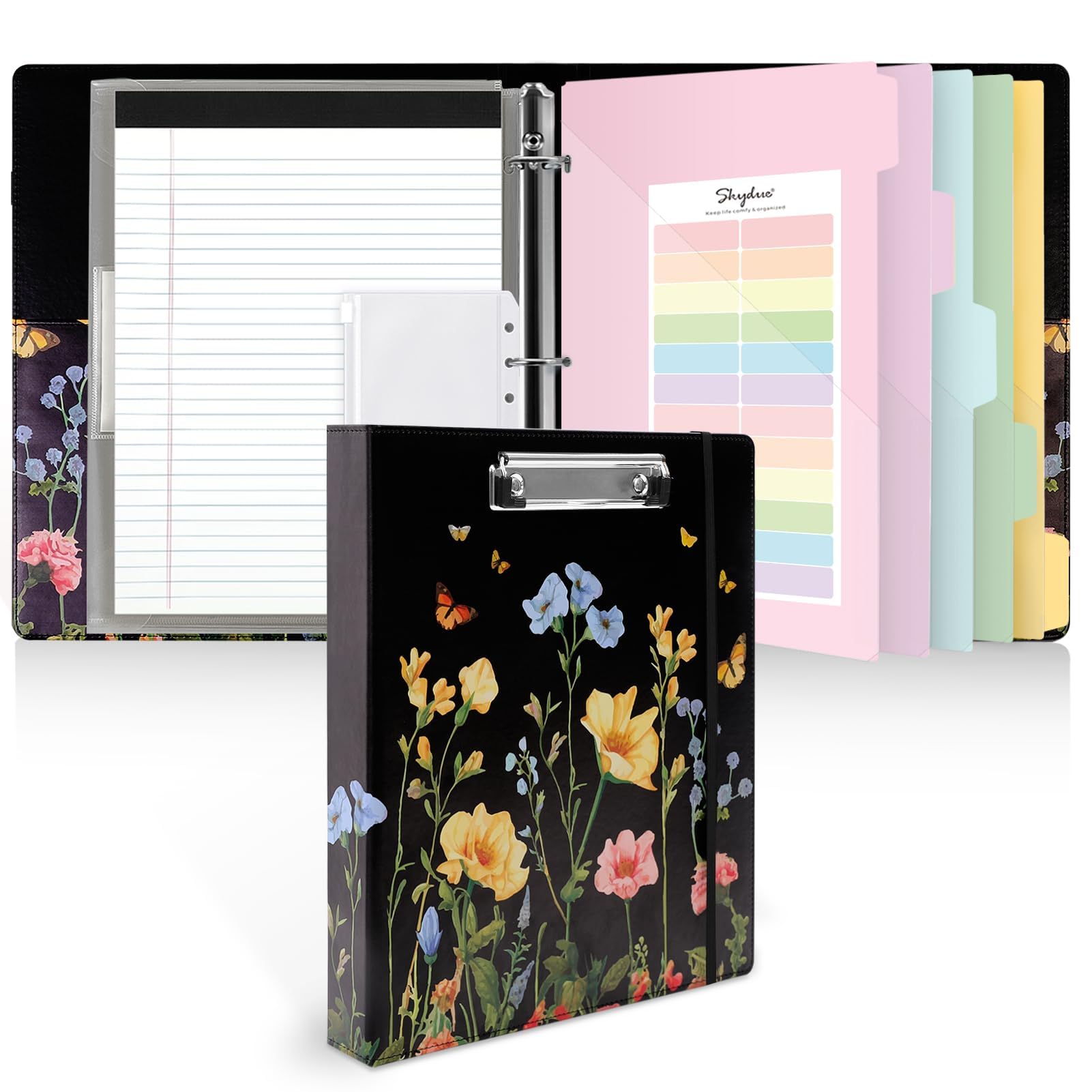 SKYDUE 1 Inch PU Clipboard Binder with Refillable Notepad, 5 Dividers, 10 Pockets & Labels, Letter Size,back to school,back to school shopping SKYDUE 1 Inch PU Clipboard Binder with Refillable Notepad, 5 Dividers, 10 Pockets & Labels, Letter Size,back to school,back to school shopping