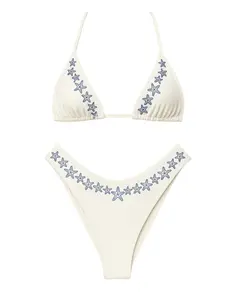 Ocean Breeze Star Fish Bottom - Cheeky Bikini Bottoms with Embroidered Starfish Detail High-Cut Leg Design for Summer Swimsuit