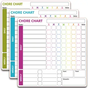 Magnetic Chore Chart, 3 Counts/set Reusable Chore List, Behavior Reward Chore Chart, Fridge Magnetic Whiteboard Responsibility Chart for Teens & Adults, Monthly Planner Magnet