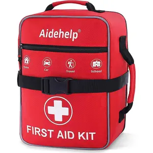 520 Pieces Premium Aid Kit - Large Emergency Medical Kit for Survival, Car, Home, Travel, Camping, Backpack, Hiking, School (Red)