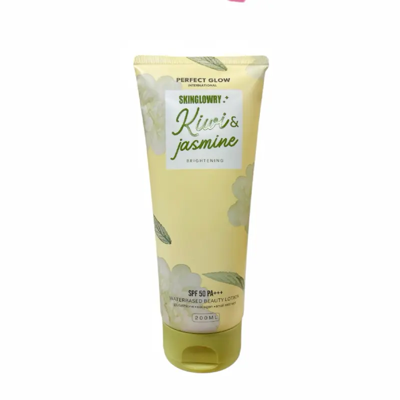 PERFECT GLOW INTERNATIONAL SKINGLOWRY Kiwi Jasmine SPF 50 PA+++ Water-Based Beauty Lotion – with Glutathione, Collagen, Snail Extract & Vitamin C – Lightweight Hydrating Body Lotion 200 ml