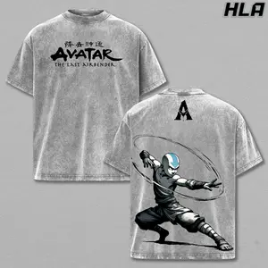 Aang Avatar Wash Tee, Avatar The Last Airbender Anime Graphic Shirt, Heavy Cotton Acid Washed T-Shirt, Double Printed Oversize Top, Unisex Casual Streetwear, Oversized Anime Print T-Shirt, Graphic, Gift For Anime Fan