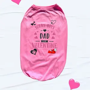 Valentine's Day Pet Shirt - Sorry Boys Dad is My Valentine - Pink Dog Tee with Heart Design