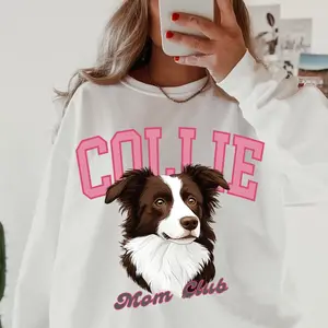 Brown and White Border Collie Dog Mom Club Sweatshirt