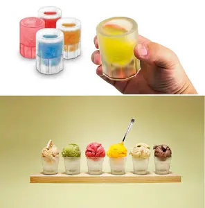 4 Cup Shape Ice Shot Glass Mold Shooters Cocktail Shot Glass Ice Tray Silicone Mold Cube Glass Freeze Mold Maker Tray Party Chiling Drinking Game Birthday Christmas Party Playing Games Fun Time Candy Chocolate Molding Kitchen Reusable