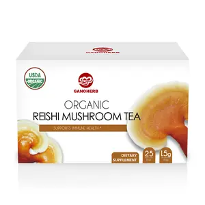 GANOHERB Organic Reishi Herbal Tea - Natural Adaptogenic Beverage, Immunity Booster, Stress Reliever, Caffeine-Free, Sugar-Free, Pure Formula, No Additives, 25 Single-Portion Servings