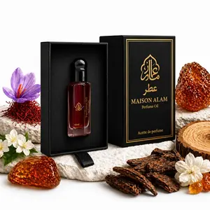 AJO MERCHANDISE Intense Amber Roll-On Perfume Oil - Alcohol-Free, Long-Lasting Unisex Fragrance with Saffron, Jasmine, Amber, Woody Notes, Roll-On & Dab Stick, 12ml (0.40 oz)