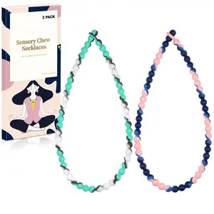 BY-FAN47 Chew Necklaces for Sensory Kids and Adults, Anxiety Necklace for Nail Biting, Teething Necklace for Baby, Toddler, and Mom, Fidget Oral Chew Necklace