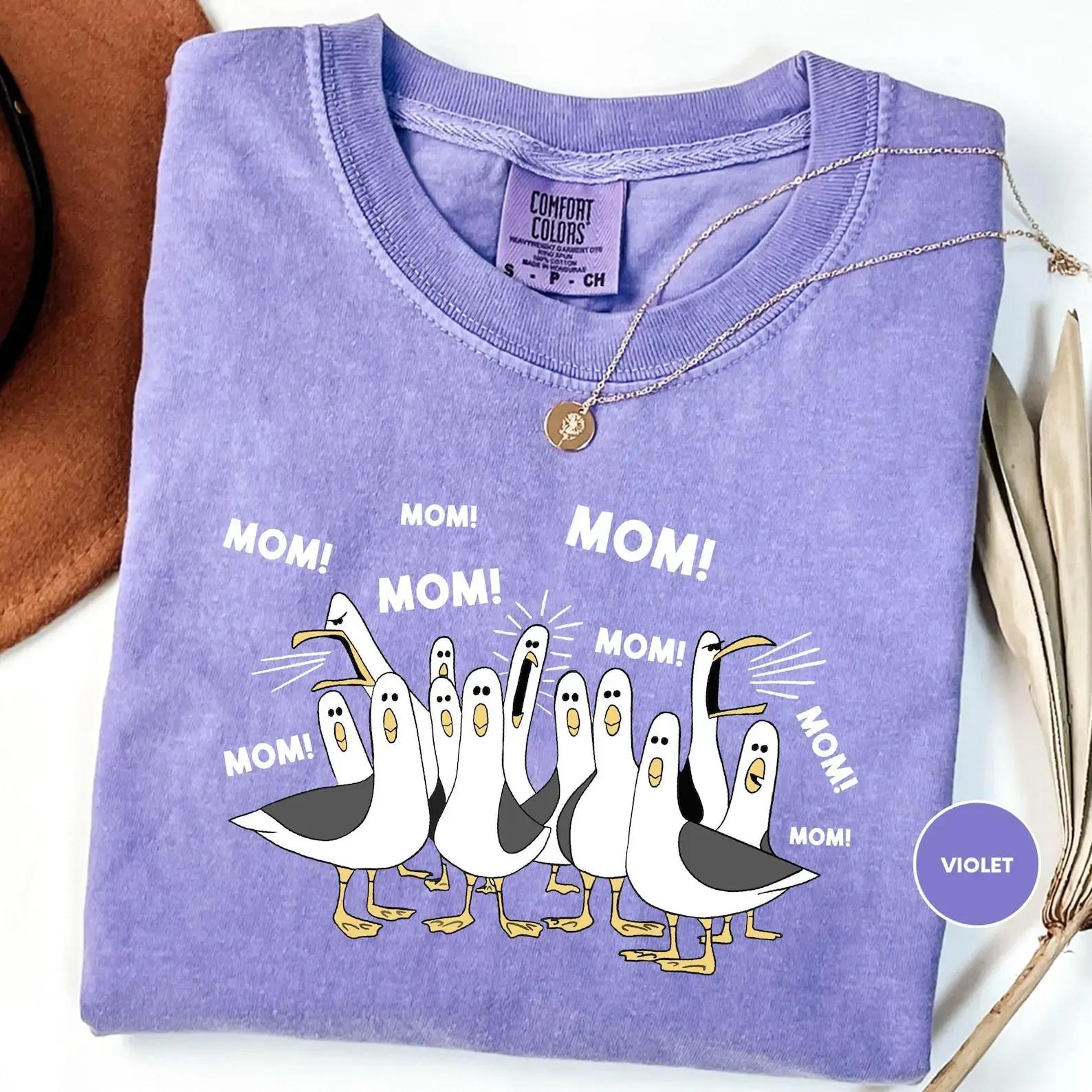 Custom Comfort Colors Seagulls Mom Shirt – Finding Nemo Seagulls, Mom Sweatshirt, Mother’s Day Gift, Mothers Day T Shirt Women’s T-Shirt, Cute Aesthetic Casual Top, Gift for Her Lover , Full Colors Comfort T-Shirt
